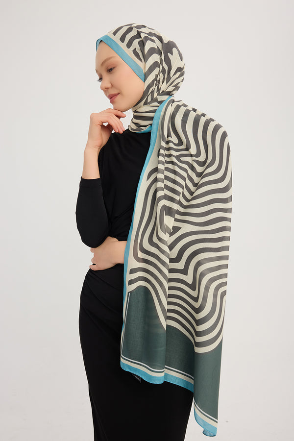 Efilia Desenli Şal - Yaşam İzi - Yeşil