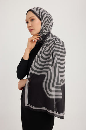 Efilia Desenli Şal - Yaşam İzi - Siyah