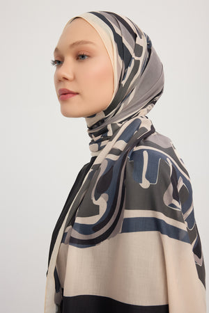 Efilia Desenli Şal - Pastel Yolculuk - Füme