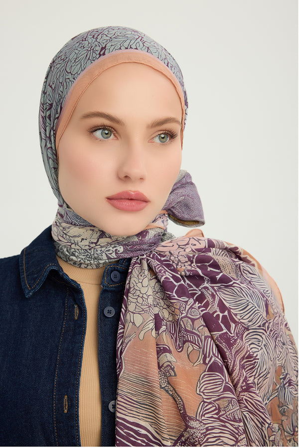 Efilia Desenli Şal - Sessiz Mevsimler - Turuncu