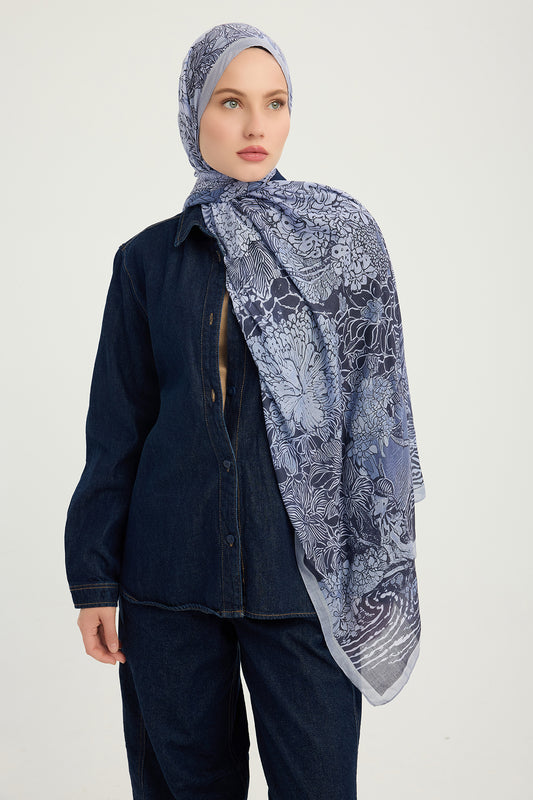 Efilia Desenli Şal - Sessiz Mevsimler - Mor