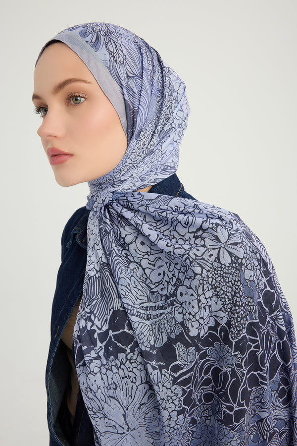 Efilia Desenli Şal - Sessiz Mevsimler - Lila