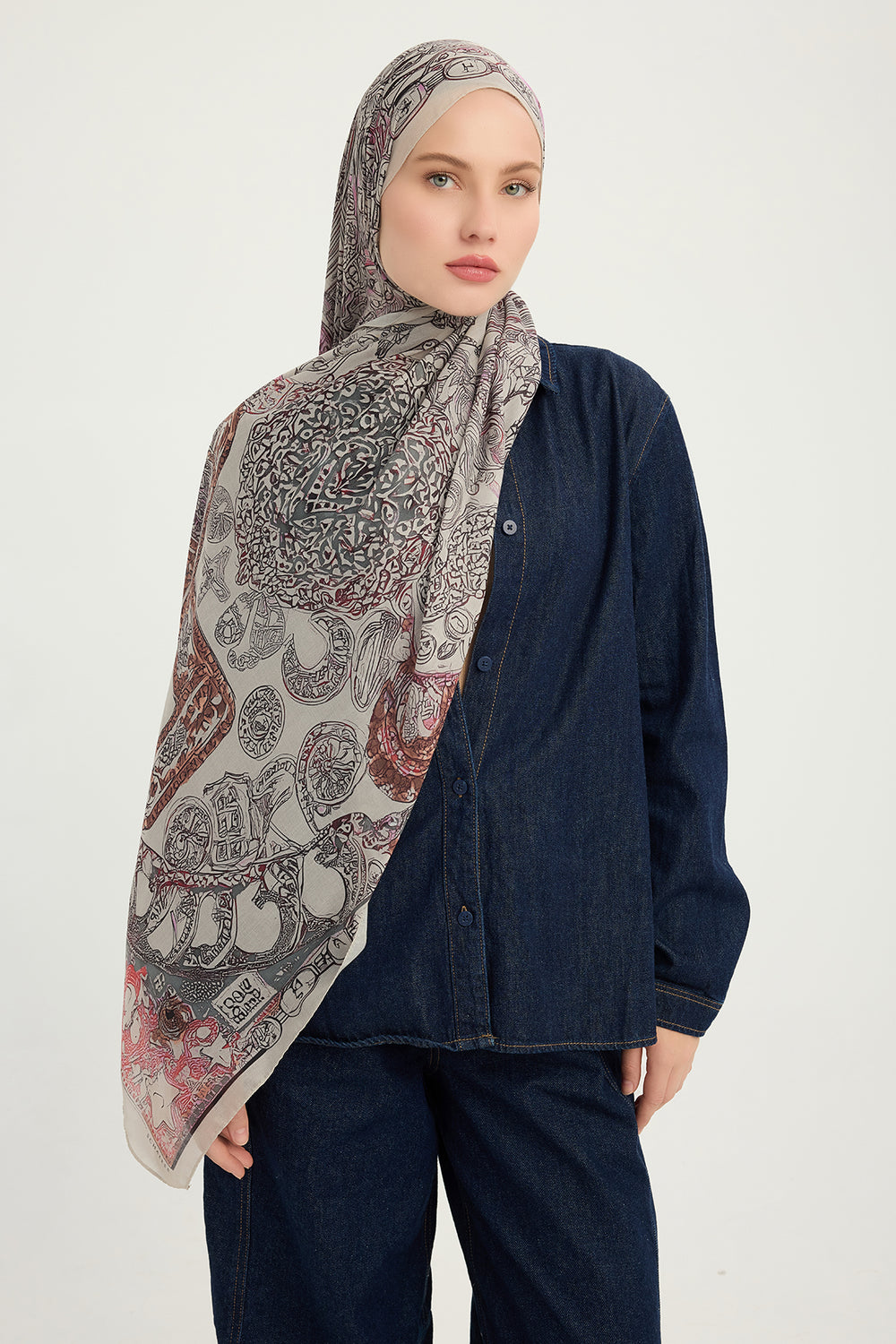 Efilia Desenli Şal - Sonsuz Aşk - Somon