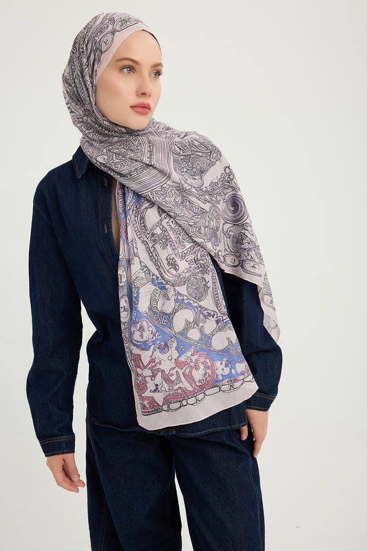 Efilia Desenli Şal - Sonsuz Aşk - Lila