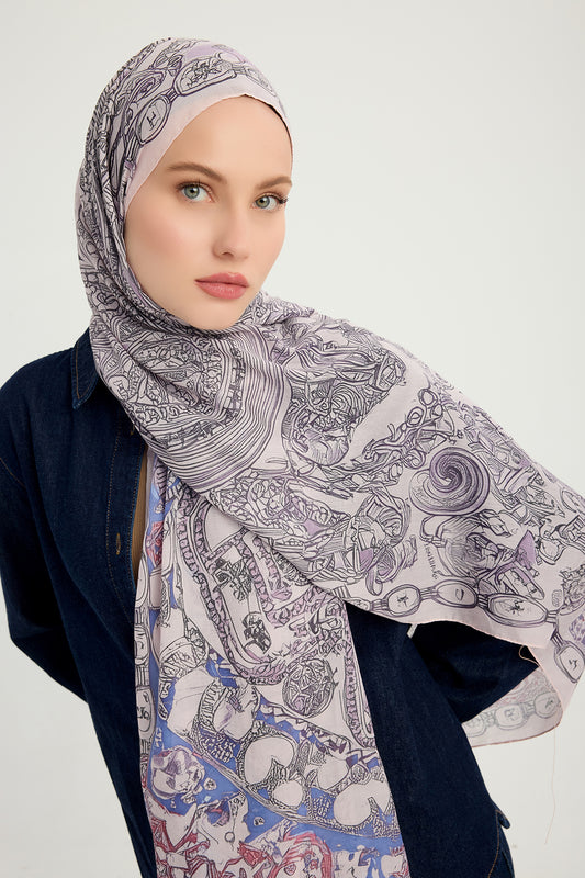 Efilia Desenli Şal - Sonsuz Aşk - Lila