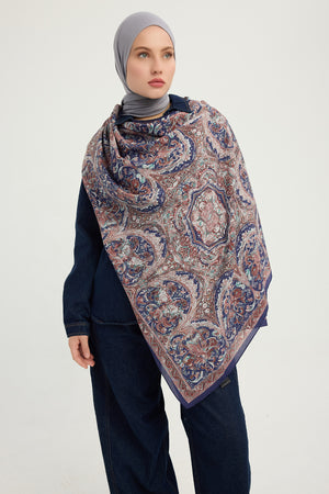 Vierra Desenli Şal - Ebedi Saraylar - Kahve Mor