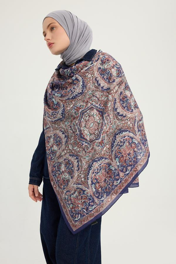 Vierra Desenli Şal - Ebedi Saraylar - Kahve Mor