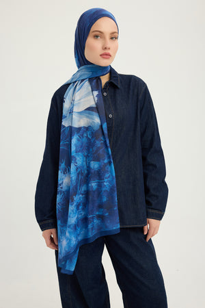 Efilia Desenli Şal - Zamansız Hayal - Lacivert