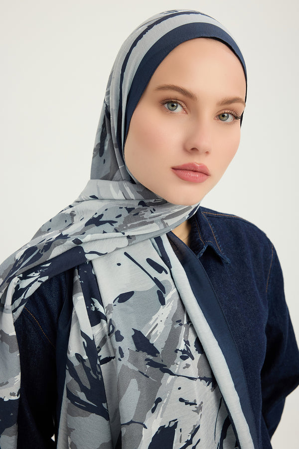 Vierra Desenli Şal - Özgür Fırçalar - Lacivert