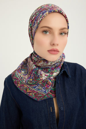 Vierra Desenli Eşarp - Ebedi Saraylar - Mor Kahve