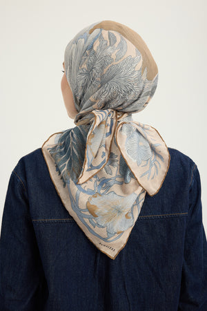 Efilia Desenli Eşarp - Mercan Bahçesi - Bej