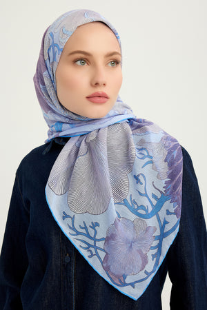 Efilia Desenli Eşarp - Mercan Bahçesi - Lila