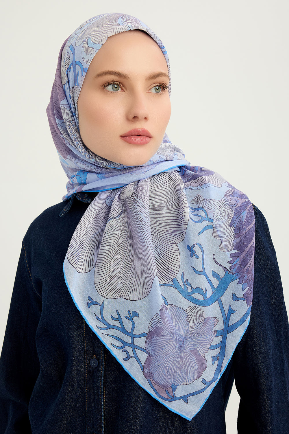Efilia Desenli Eşarp - Mercan Bahçesi - Lila