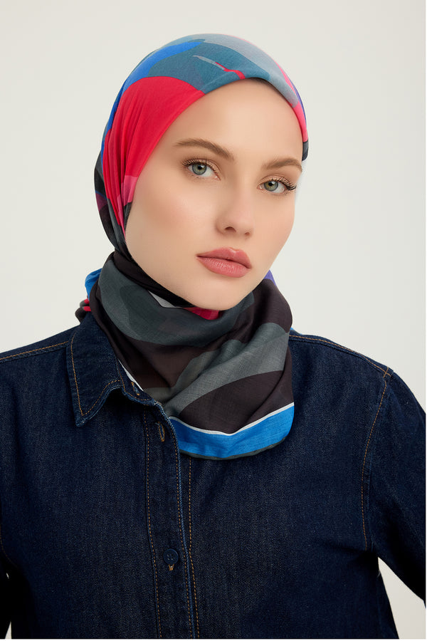 Efilia Desenli Eşarp - Renklerin Lalesi - Fuşya