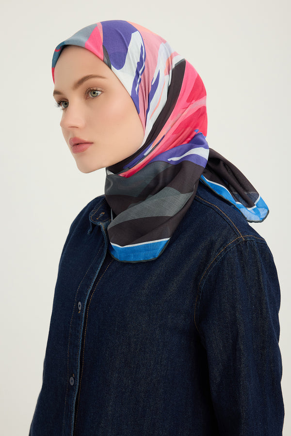 Efilia Desenli Eşarp - Renklerin Lalesi - Fuşya