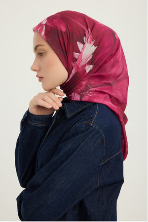 Efilia Desenli Eşarp - Zamansız Hayal - Fuşya