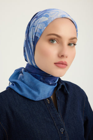 Efilia Desenli Eşarp - Zamansız Hayal - Mavi