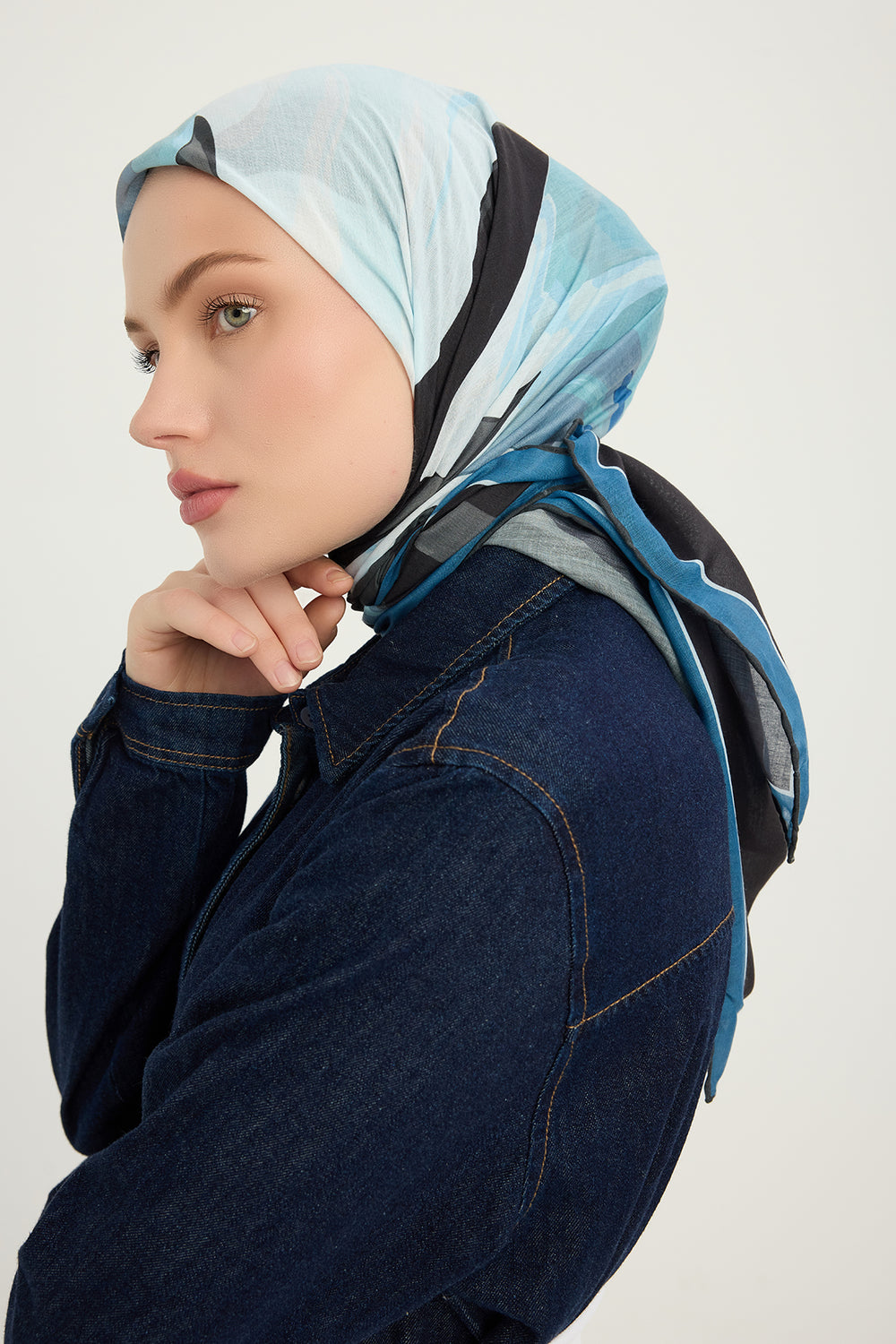 Efilia Desenli Eşarp - Renklerin Lalesi - Mavi