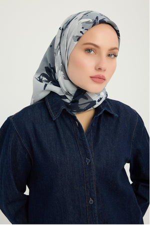 Vierra Desenli Eşarp - Özgür Fırçalar - Lacivert