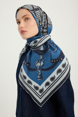 Vierra Desenli Eşarp - Süvarinin Arması - Lacivert