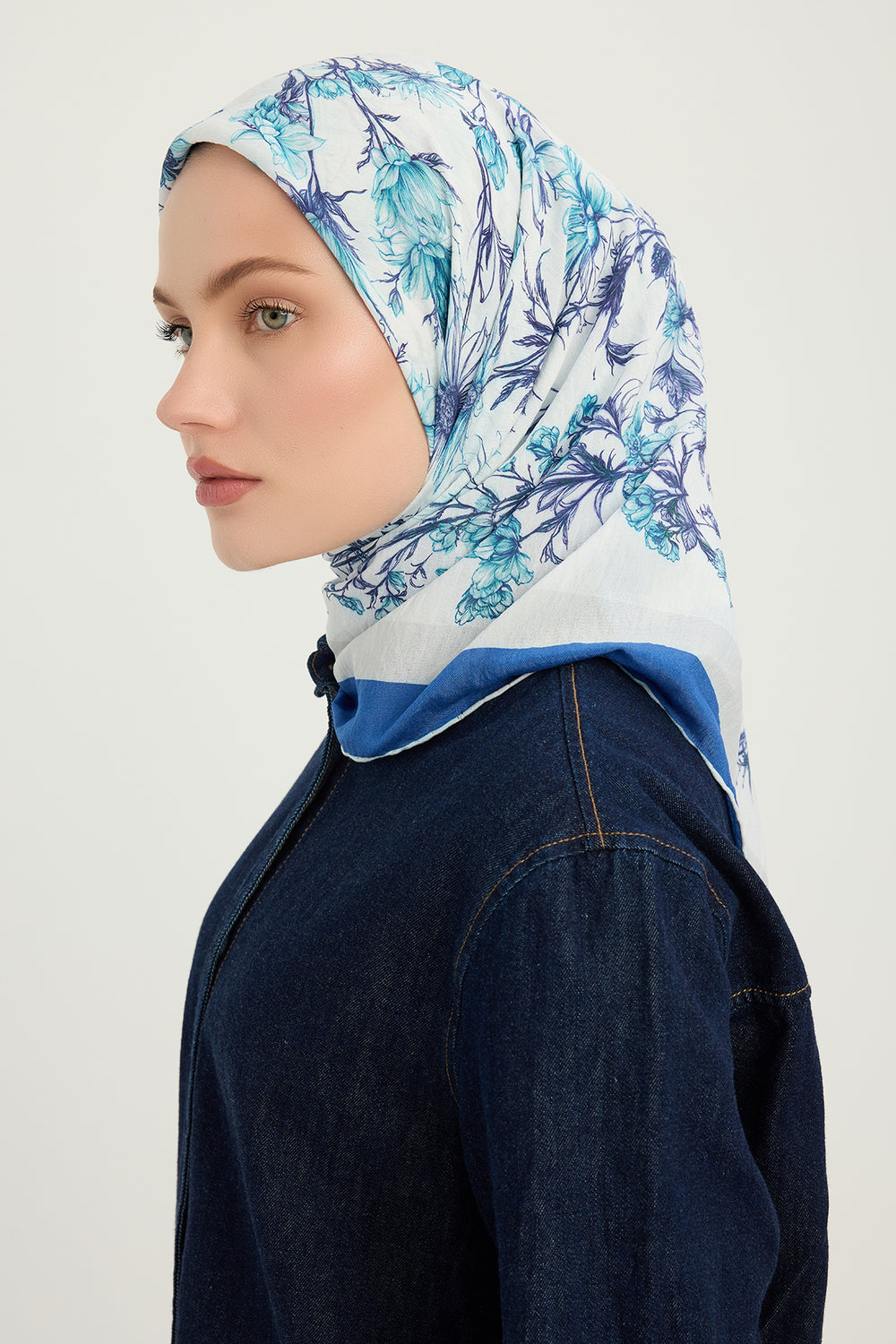 Vierra Desenli Eşarp - Sessiz Botanik - Mavi
