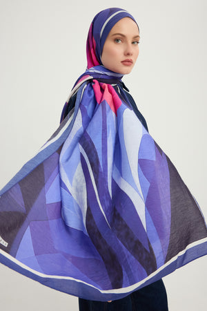 Vierra Desenli Şal - Işıklı  Çiçekler - Mor