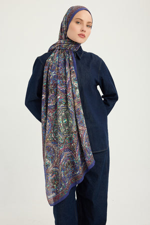 Vierra Desenli Şal - Ebedi Saraylar - İndigo
