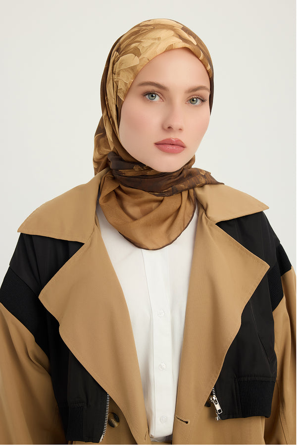 Efilia Desenli Eşarp - Zamansız Hayal - Kahverengi