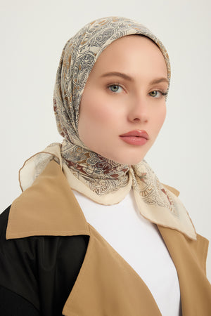 Efilia Desenli Eşarp - Sonsuz Aşk - Açık Vizon