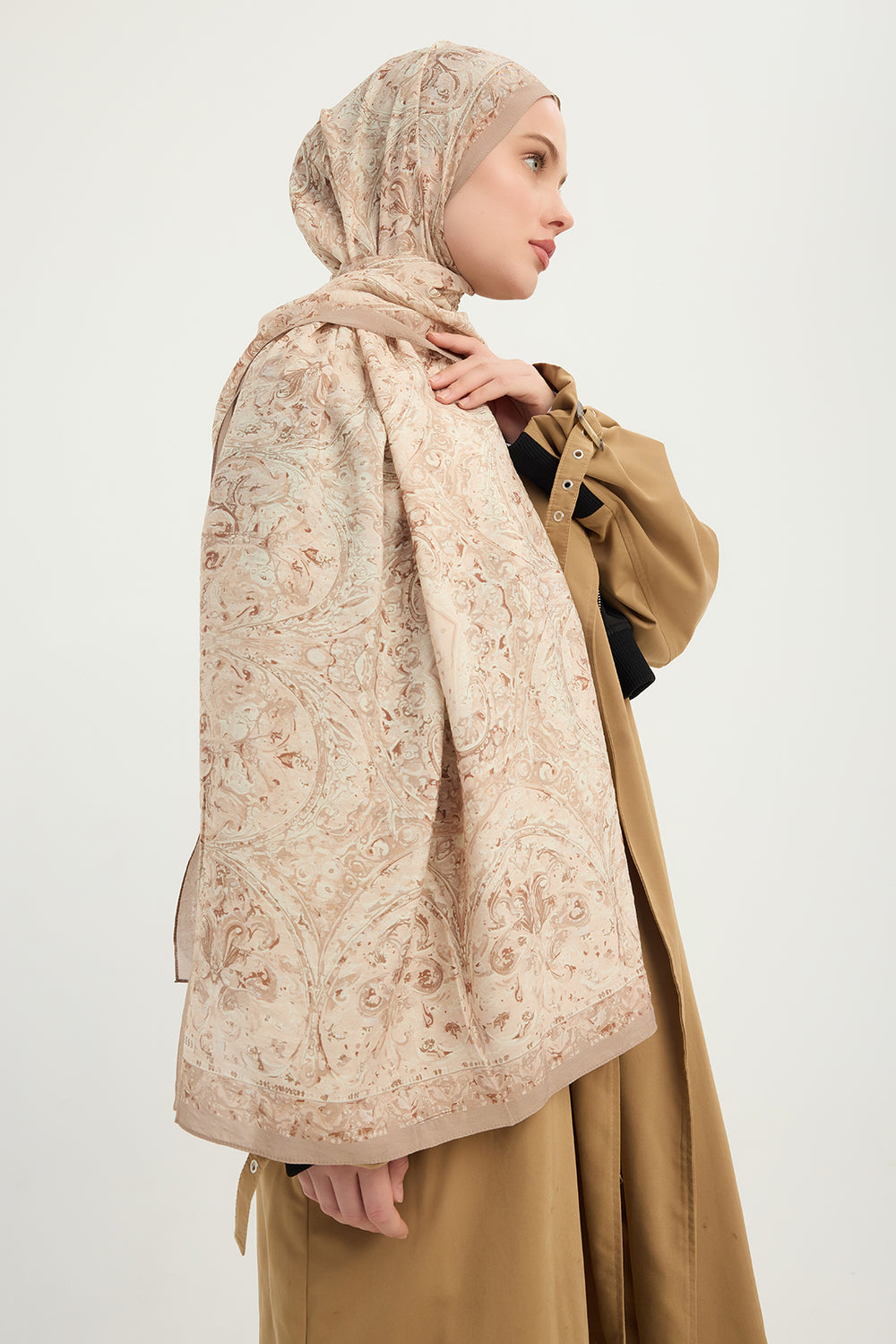Vierra Desenli Şal - Ebedi Saraylar - Bej
