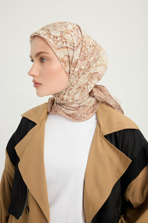 Vierra Desenli Eşarp - Ebedi Saraylar - Bej