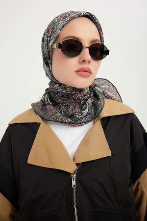 Vierra Desenli Eşarp - Ebedi Saraylar - Kahve Yeşil