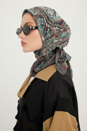Vierra Desenli Eşarp - Ebedi Saraylar - Kahve Yeşil