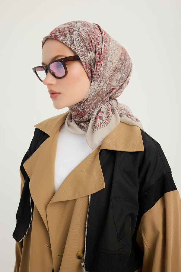 Efilia Desenli Eşarp - Sonsuz Aşk - Bej