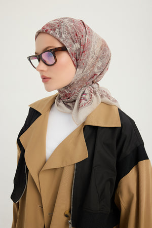 Efilia Desenli Eşarp - Sonsuz Aşk - Açık Vizon