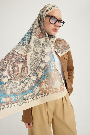 Efilia Desenli Şal - Sonsuz Aşk - Somon