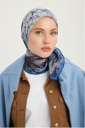 Efilia Desenli Eşarp - Sessiz Mevsimler - Lacivert