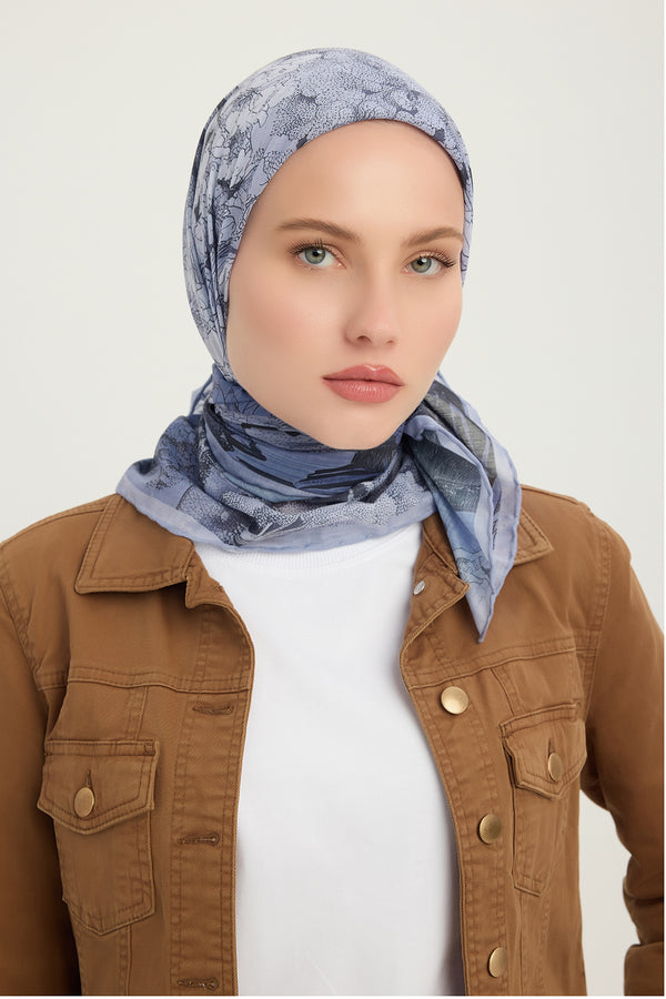 Efilia Desenli Eşarp - Sessiz Mevsimler - Lila