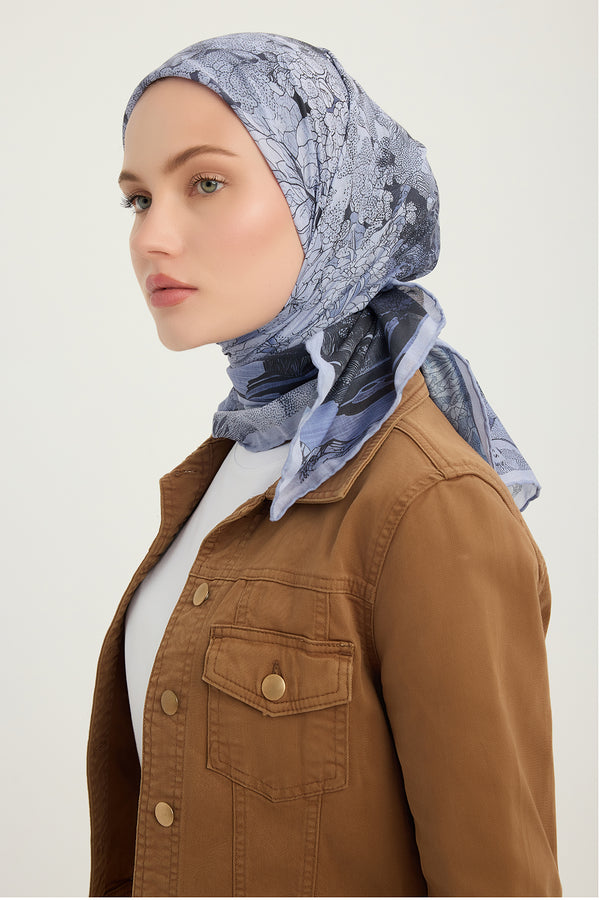 Efilia Desenli Eşarp - Sessiz Mevsimler - Lila