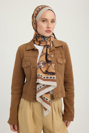 Vierra Desenli Şal - Süvarinin Arması - Camel
