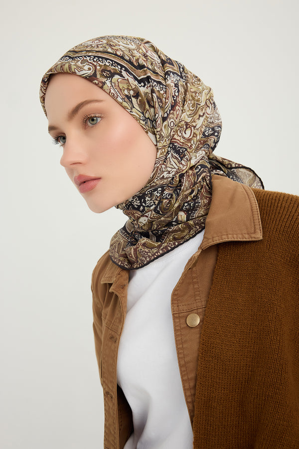 Vierra Desenli Eşarp - Ebedi Saraylar - Vizon