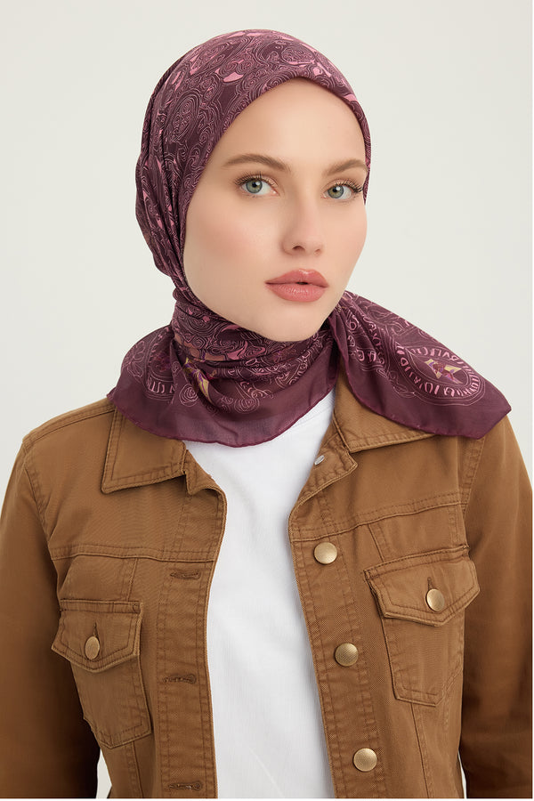 Efilia Desenli Eşarp - Sonsuz Aşk - Bordo