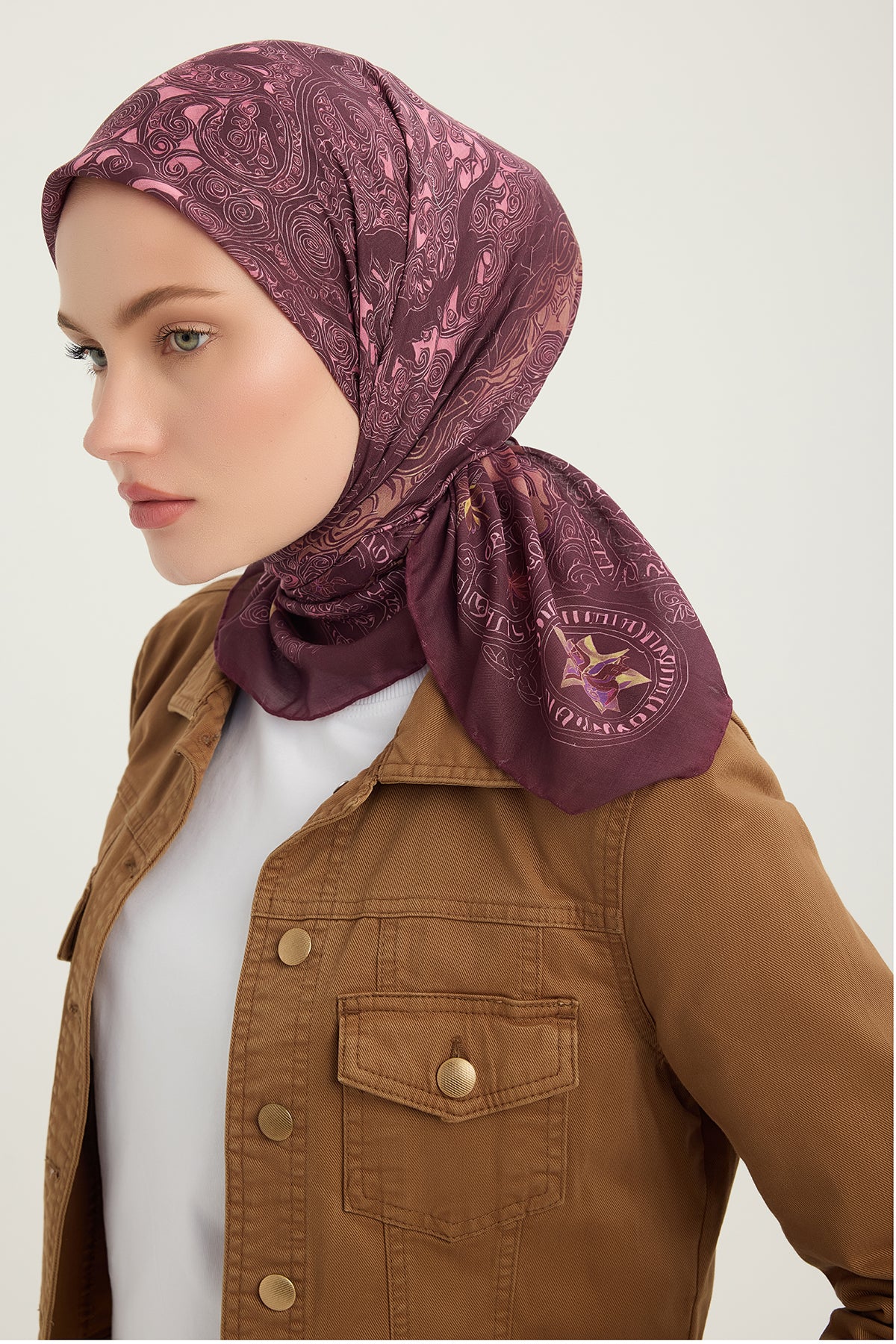 Efilia Desenli Eşarp - Sonsuz Aşk - Bordo
