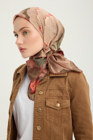 Efilia Desenli Eşarp - Mercan Bahçesi - Bordo