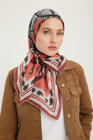 Vierra Desenli Eşarp - Süvarinin Arması - Somon