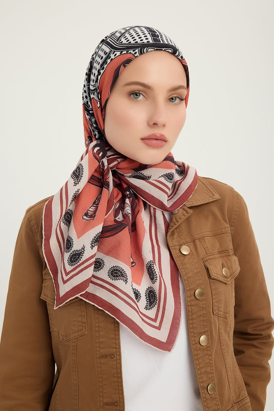 Vierra Desenli Eşarp - Süvarinin Arması - Somon