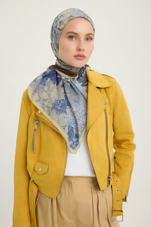 Efilia Desenli Eşarp - Sessiz Mevsimler - Mavi