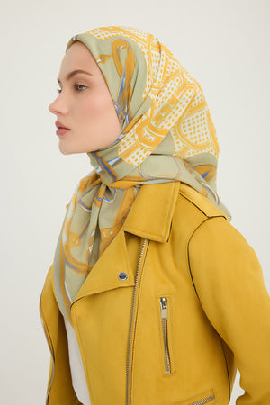 Vierra Desenli Eşarp - Süvarinin Arması - Sarı