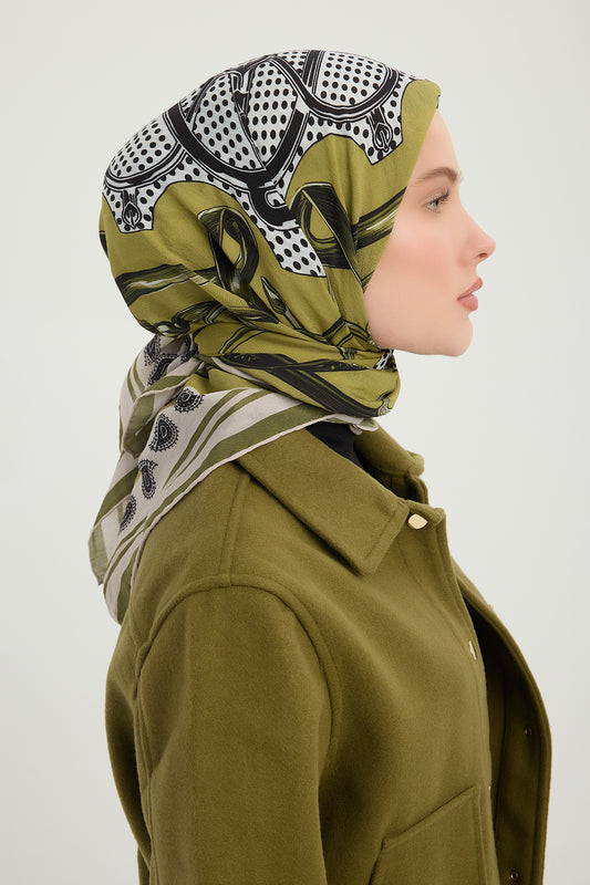 Vierra Desenli Eşarp - Süvarinin Arması - Olive