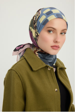 Efilia Desenli Eşarp - Pastel Yolculuk - Pudra